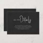 Invitation Linge noir Simple Script noir Détails du Mariage (Devant / Derrière)