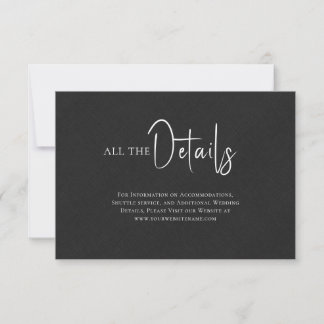 Invitation Linge noir Simple Script noir Détails du Mariage