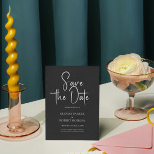 Invitation Linge Noir Simple Script Noir Enregistrer La Date