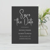 Invitation Linge Noir Simple Script Noir Enregistrer La Date (Debout devant)