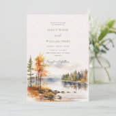Invitation Linge romantique chute lac Mariage (Debout devant)