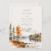 Invitation Linge romantique chute lac Mariage (Devant / Derrière)