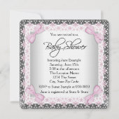 Invitation Linge rose et gris Bébé Fille Douche (Dos)