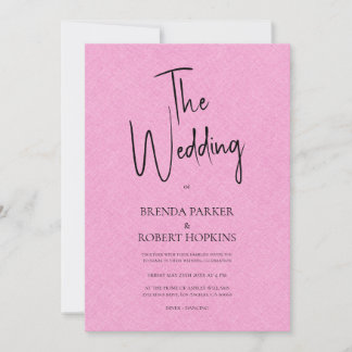 Invitation Linge rose Simple Noir Script Mariage Invite