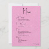 Invitation Linge rose Simple Noir Script Mariage Menu (Devant)