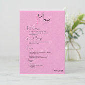 Invitation Linge rose Simple Noir Script Mariage Menu (Debout devant)