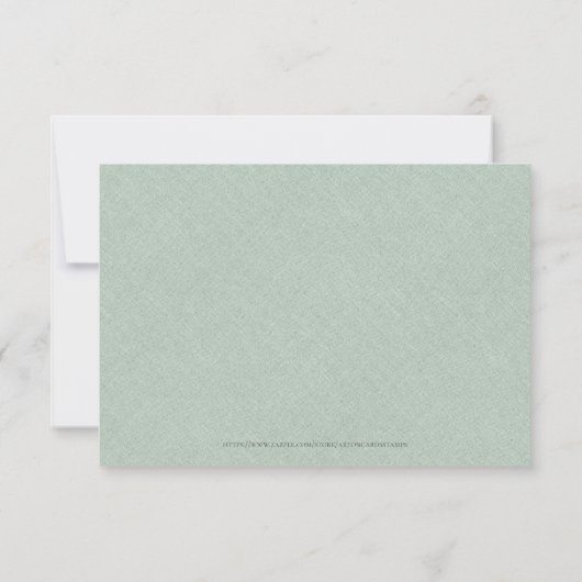 Invitation Linge vert Simple Noir Script Détails du Mariage (Dos)