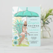 Invitation Lingerie Bleue Douche Mariée Blonde (Debout devant)