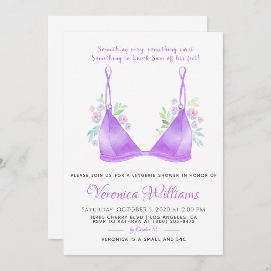 Invitation Lingerie Bridal Shower (Devant / Derrière)