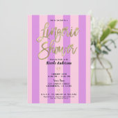 Invitation Lingerie de douche chic cœurs torsadés rose violet (Debout devant)