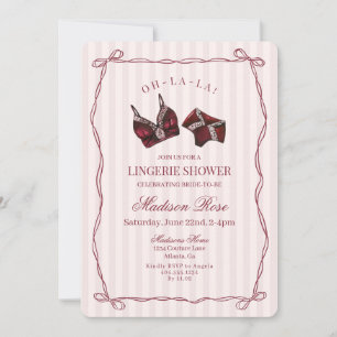 Invitation Lingerie de douche en dentelle rouge Bourgogne pou