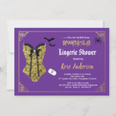 Invitation Lingerie d'Halloween douche violet noir dentelle (Devant)