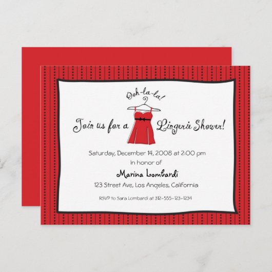 Invitation Lingerie Douche (Devant / Derrière)