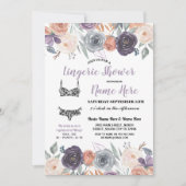 Invitation Lingerie Douche Aquarelle Pêche Pourpre Crème (Devant)