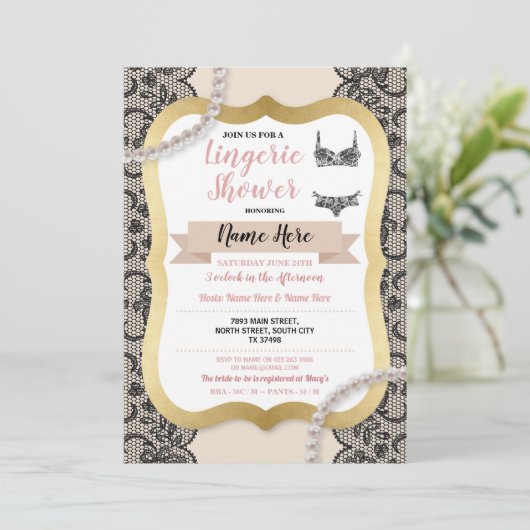 Invitation Lingerie Douche Crème de Dentelle Dorée Soutien-Go (Debout devant)