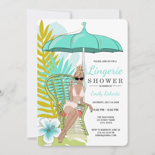 Invitation Lingerie douche de mariée blonde (Devant)