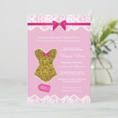Invitation Lingerie Douche de mariée Gold Pink Corset (Debout devant)
