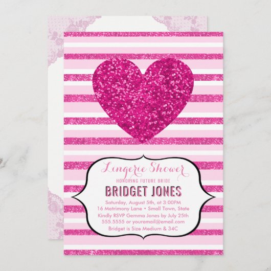 Invitation Lingerie Douche fête de mariée Parties scintillant (Devant / Derrière)