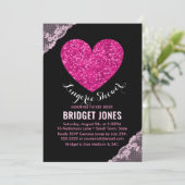 Invitation Lingerie Douche fête nuptiale Pink Heart Lace (Debout devant)