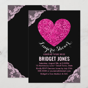 Invitation Lingerie Douche fête nuptiale Pink Heart Lace