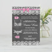 Invitation Lingerie Douche mariée fête Pink Bow dentelle Invi (Debout devant)