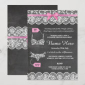 Invitation Lingerie Douche mariée fête Pink Bow dentelle Invi (Devant / Derrière)