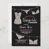 Invitation Lingerie Douche mariée Parties scintillant argent  (Devant)