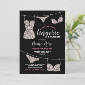 Invitation Lingerie Douche mariée Parties scintillant argent  (Debout devant)