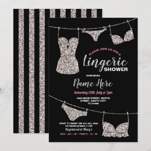 Invitation Lingerie Douche mariée Parties scintillant argent