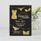 Invitation Lingerie Douche mariée Parties scintillant or rose (Debout devant)