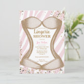Invitation Lingerie Douche nuptiale Corset Bachelorette rose (Debout devant)