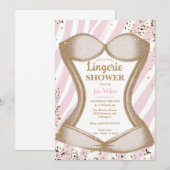 Invitation Lingerie Douche nuptiale Corset Bachelorette rose (Devant / Derrière)
