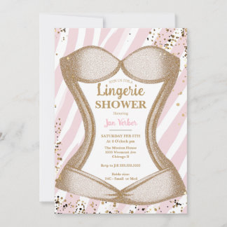 Invitation Lingerie Douche nuptiale Corset Bachelorette rose