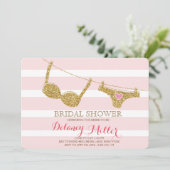 Invitation Lingerie Douche nuptiale rose et or (Debout devant)