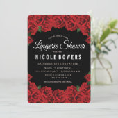 Invitation Lingerie Douche Roses Rouges Romantique (Debout devant)