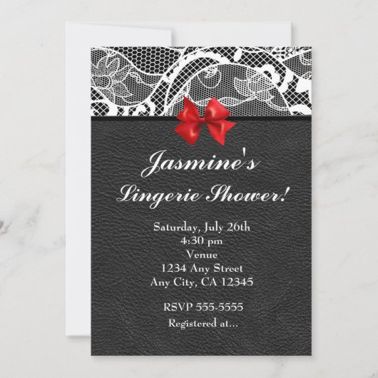 Invitation Lingerie en cuir noir et dentelle blanche Invitati (Devant)