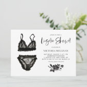 Invitation Lingerie en dentelle d'aquarelle noire Fête des ma (Debout devant)