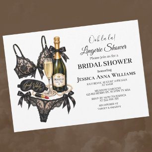 Invitation Lingerie en dentelle noire aquarelle pour enterrem
