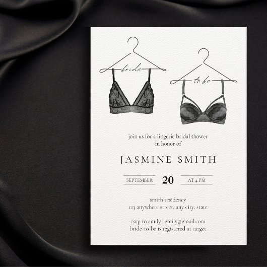 Invitation Lingerie en dentelle noire Fête des mariées modern