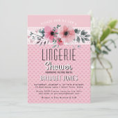 Invitation Lingerie Fête de l'mariée Coeurs floraux roses den (Debout devant)