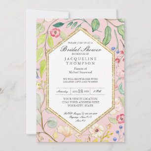 Invitation Lingerie Fête des mariées Blush Aquarelle Florale 