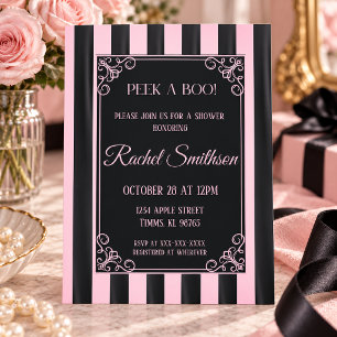 Invitation Lingerie française élégante rayée rose et noir