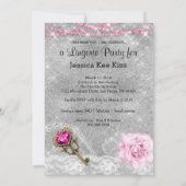 Invitation Lingerie Party PINK Clé Corset Masque Argent (Dos)