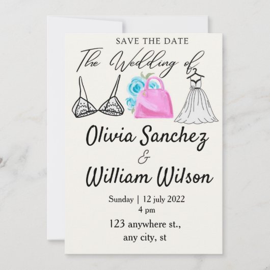 Invitation Lingerie Party with dress wedding  (Devant)