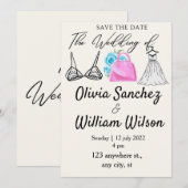 Invitation Lingerie Party with dress wedding  (Devant / Derrière)