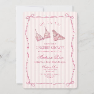 Invitation Lingerie rose pastel Shower Mariage en dentelle