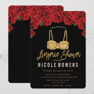 Invitation lingerie sous la douche roses rouges pa