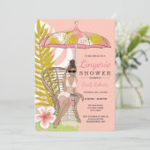 Invitation Lingerie tropicale douche Brunette Mariée (Debout devant)