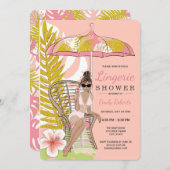 Invitation Lingerie Tropicale Douche Mariée Brune (Devant / Derrière)