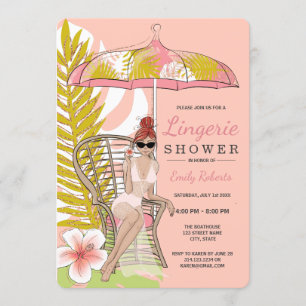 Invitation Lingerie Tropicale Mariée Roux sous la Douche